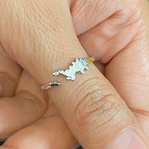 Unisex silver Stegosaurus dinosaur open ring, Animal Irregular Chunky Punk ring